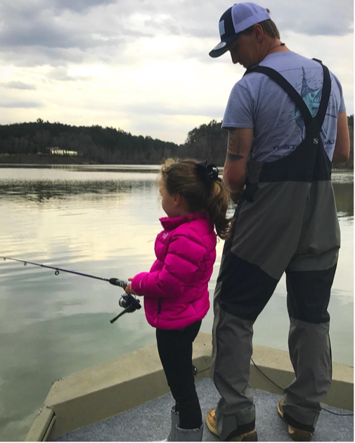 father and daughter fishing
